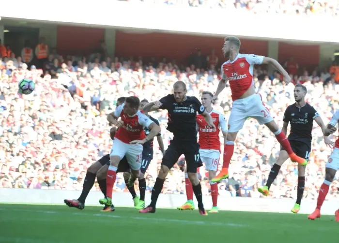 Framed Print : Arsenal's Triumph Over Liverpool: Calum Chambers Decisive Goal (2016-17)