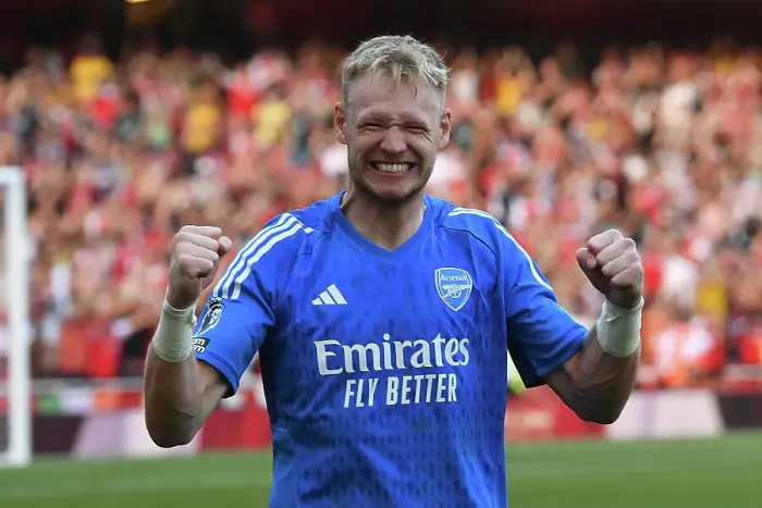 Framed Print : Arsenal's Triumph over Manchester United: Aaron Ramsdale's Emotional Victory Celebration (2023-24 Premier League) Framed Print : Arsenal's Triumph over Manchester United: Aaron Ramsdale's Emotional Victory Celebration (2023-24 Premier League)