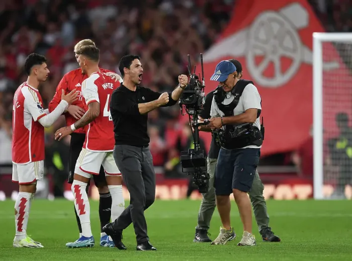 Framed Print : Arsenal's Triumph: Mikel Arteta Celebrates Historic Victory Over Manchester City (2023-24) Framed Print : Arsenal's Triumph: Mikel Arteta Celebrates Historic Victory Over Manchester City (2023-24)