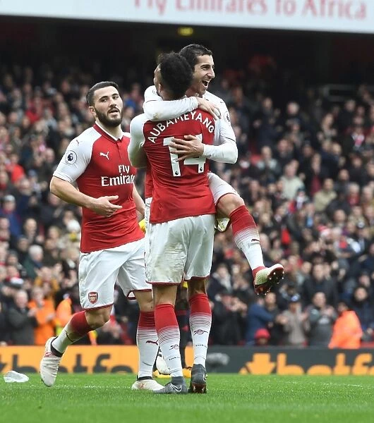 Arsenal's Triumph: Mkhitaryan, Kolasinac, Aubameyang in Glory: Celebrating Goals Against Watford
