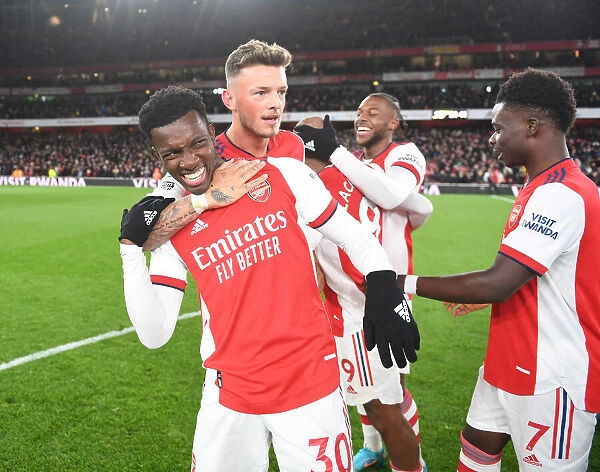 Arsenal's Triumph: Nketiah, White, Saka's Euphoric Celebration (2021-22)