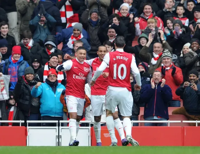 Framed Print : Arsenal's Triumph: Oxlade-Chamberlain, Walcott, and van Persie Celebrate Goals Against Blackburn Rovers Framed Print : Arsenal's Triumph: Oxlade-Chamberlain, Walcott, and van Persie Celebrate Goals Against Blackburn Rovers