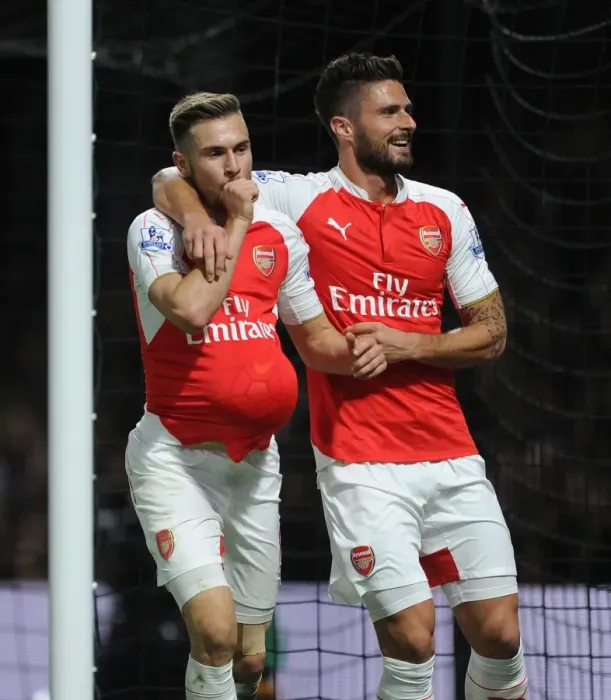 Framed Print : Arsenal's Triumph: Ramsey and Giroud Celebrate Goal Scoring Feats Against Watford (2015 / 16) Framed Print : Arsenal's Triumph: Ramsey and Giroud Celebrate Goal Scoring Feats Against Watford (2015 / 16)