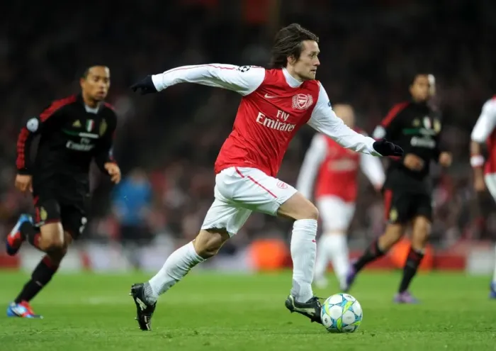 Framed Print : Arsenal's Triumph: Rosicky's Brilliance Leads Arsenal to 3-0 Victory over AC Milan in UEFA Champions League