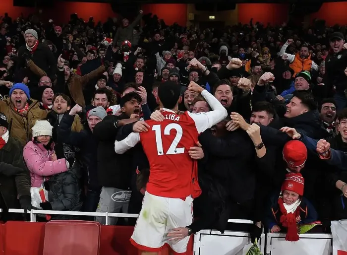 Framed Print : Arsenal's Triumph: Saliba's Goal, Arsenal FC vs Manchester United, Premier League 2022-23 Framed Print : Arsenal's Triumph: Saliba's Goal, Arsenal FC vs Manchester United, Premier League 2022-23