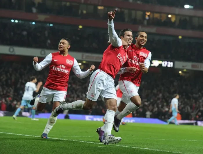 Framed Print : Arsenal's Triumph: Van Persie's Hat-Trick Leads Arsenal Past Aston Villa in FA Cup Framed Print : Arsenal's Triumph: Van Persie's Hat-Trick Leads Arsenal Past Aston Villa in FA Cup