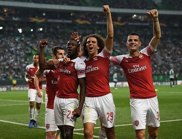 Arsenal's Triumph: Welbeck, Guendouzi, and Xhaka's Unforgettable Goal Celebration (vs. Sporting Lisbon, 2018)