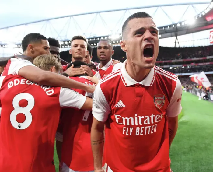 Framed Print : Arsenal's Triumph: Xhaka Scores the Third Goal Against Liverpool in the 2022-23 Premier League Framed Print : Arsenal's Triumph: Xhaka Scores the Third Goal Against Liverpool in the 2022-23 Premier League