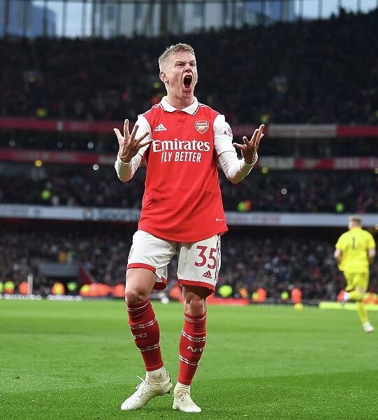 Arsenal's Triumph: Zinchenko and Nelson Celebrate Third Goal vs. AFC Bournemouth (2022-23)