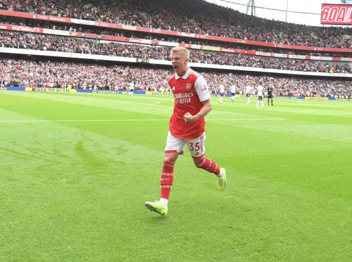 Framed Print : Arsenal's Triumph: Zinchenko Scores the Third in Arsenal's Win Against Tottenham (2022-23)