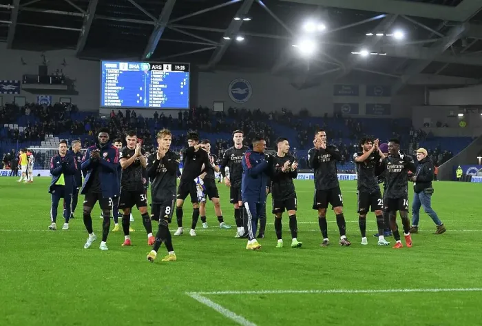 Framed Print : Arsenal's Triumphant Applause: Brighton & Hove Albion vs Arsenal FC - Premier League 2022-23 Framed Print : Arsenal's Triumphant Applause: Brighton & Hove Albion vs Arsenal FC - Premier League 2022-23
