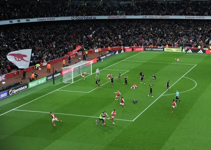 Framed Print : Arsenal's Triumphant Third: Nelson's Goal Celebration (2022-23)