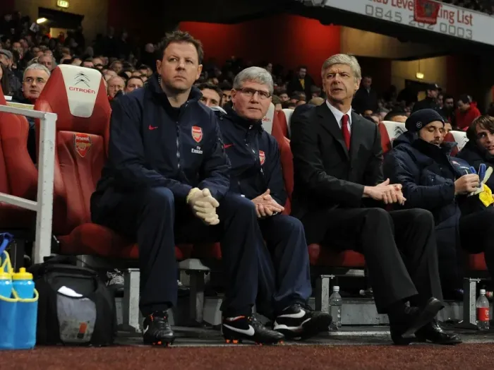Framed Print : Arsenal's Triumvirate: Wenger, Rice, and Lewin on the Emirates Touchline (2011-2012)