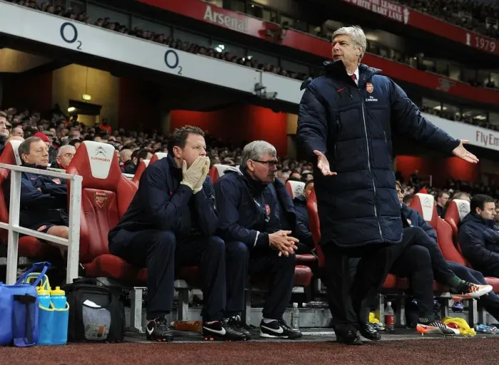 Framed Print : Arsenal's Triumvirate: Wenger, Rice, and Lewin on the Touchline (2011-2012) Framed Print : Arsenal's Triumvirate: Wenger, Rice, and Lewin on the Touchline (2011-2012)