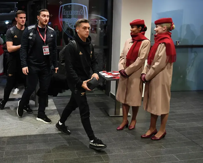 Framed Print : Arsenal's Trossard Arrives at Emirates Stadium Ahead of Manchester United Clash (2022-23)