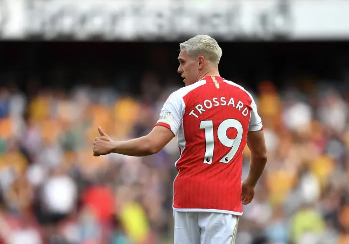 Framed Print : Arsenal's Trossard Reacts: Arsenal FC vs. Wolverhampton Wanderers, Premier League 2022-23
