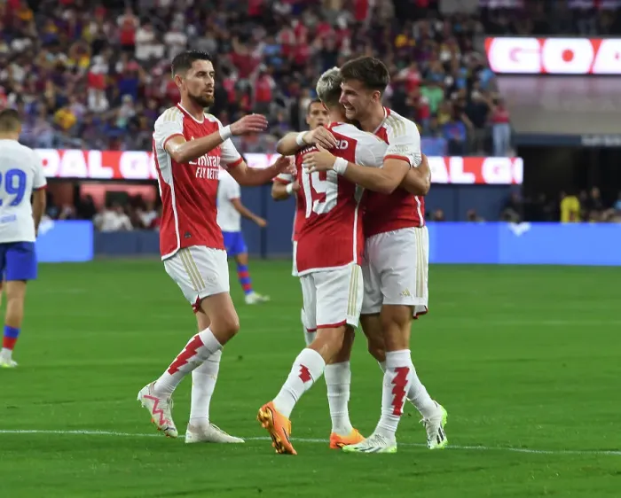 Framed Print : Arsenal's Trossard Scores Four: A Pre-Season Thriller - Arsenal Stuns FC Barcelona at SoFi Stadium (2023-24) Framed Print : Arsenal's Trossard Scores Four: A Pre-Season Thriller - Arsenal Stuns FC Barcelona at SoFi Stadium (2023-24)
