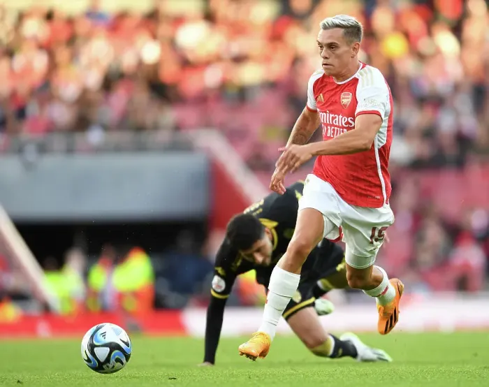 Framed Print : Arsenal's Trossard Scores in Pre-Season Clash Against AS Monaco at Emirates Stadium (2023-24) Framed Print : Arsenal's Trossard Scores in Pre-Season Clash Against AS Monaco at Emirates Stadium (2023-24)
