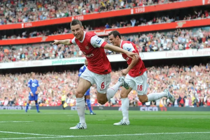 Framed Print : Arsenal's Unforgettable First-Goal Partnership: Koscielny and Squillaci's 4-1 Victory over Blackburn Rovers (2010)