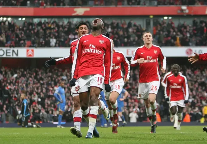 Framed Print : Arsenal's Unforgettable Goal Celebration: Gallas, Vela, Bendtner, Silvestre (2008) Framed Print : Arsenal's Unforgettable Goal Celebration: Gallas, Vela, Bendtner, Silvestre (2008)