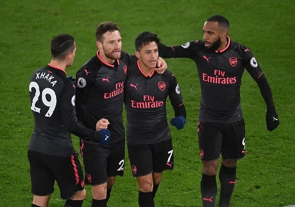 Arsenal's Unforgettable Goal Dance: Sanchez, Lacazette, Xhaka, and Mustafi Celebrate at Crystal Palace (2017-18)