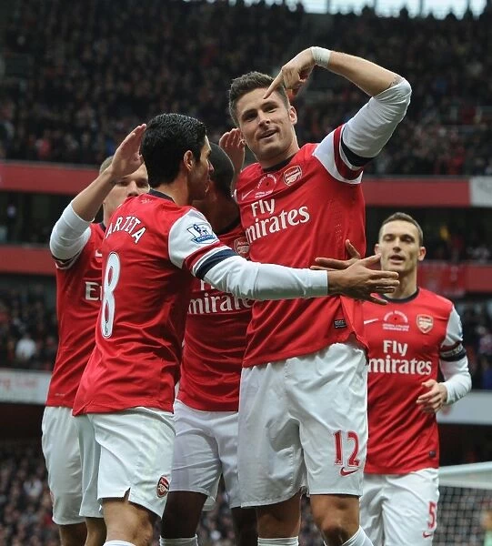 Arsenal's Unforgettable Triumph: Giroud, Arteta, Walcott's Epic Goal Celebration (2012-13)