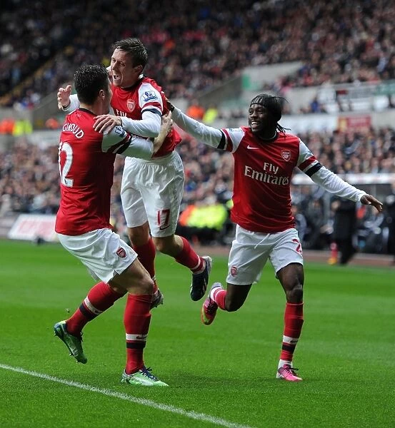 Arsenal's Unforgettable Triumph: Monreal, Giroud, and Gervinho's Goal Celebration (2012-13)