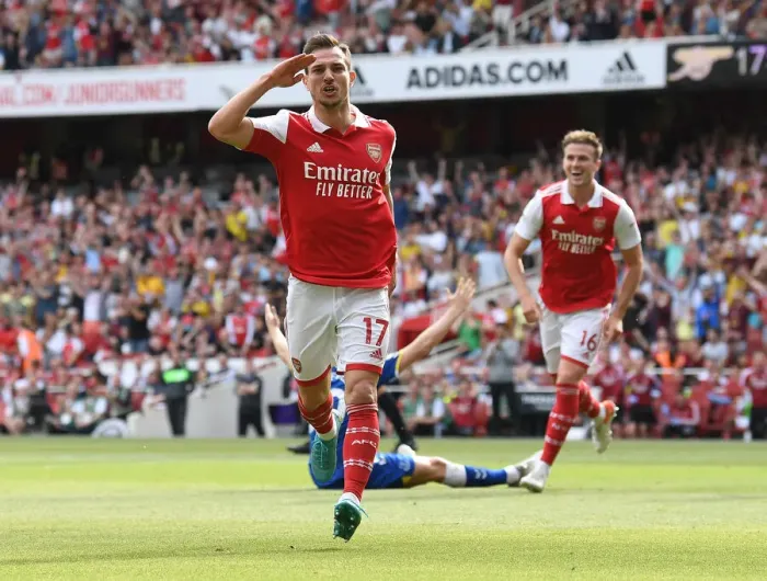 Framed Print : Arsenal's Unforgettable Victory: Cedric Soares Scores the Decisive Goal vs. Everton (May 2022)