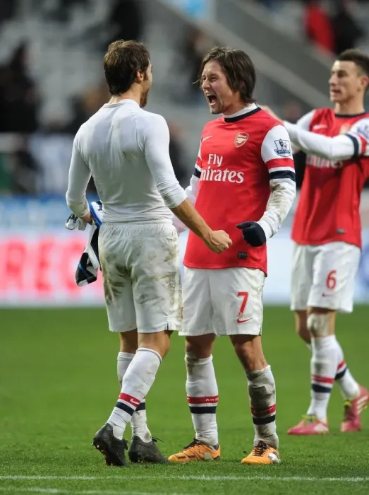 Framed Print : Arsenal's Unforgettable Victory: Rosicky and Flamini's Jubilant Celebration (2013-14, Newcastle United) Framed Print : Arsenal's Unforgettable Victory: Rosicky and Flamini's Jubilant Celebration (2013-14, Newcastle United)