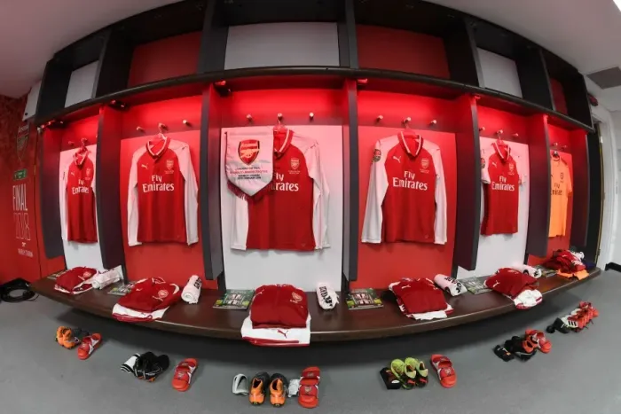 Framed Print : Arsenal's Unified Changing Room: Pre-Match Huddle before the Carabao Cup Final vs Manchester City