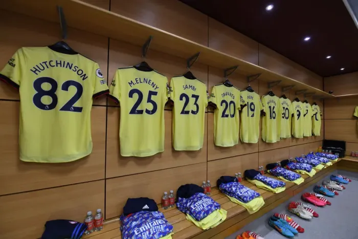 Framed Print : Arsenal's Unity Before Battle: The Pre-Match Huddle vs Aston Villa, Premier League 2021-22