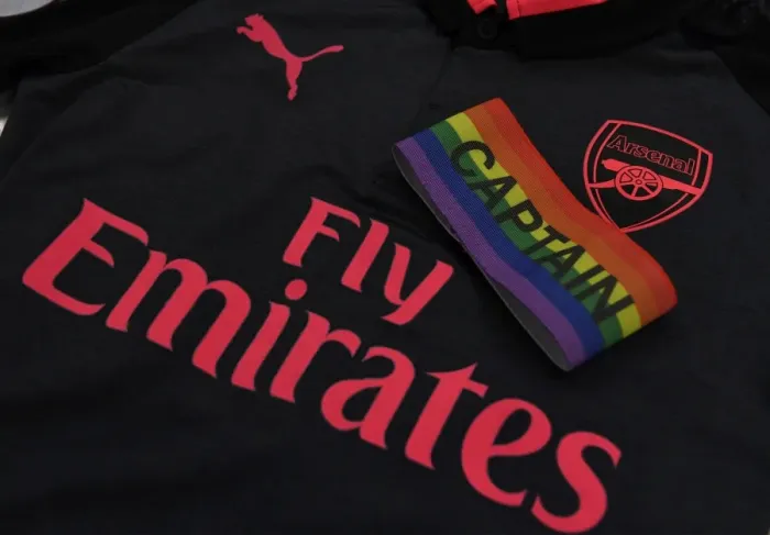 Framed Print : Arsenal's Unity Statement: Rainbow Armband (2017-18) - Burnley vs Arsenal