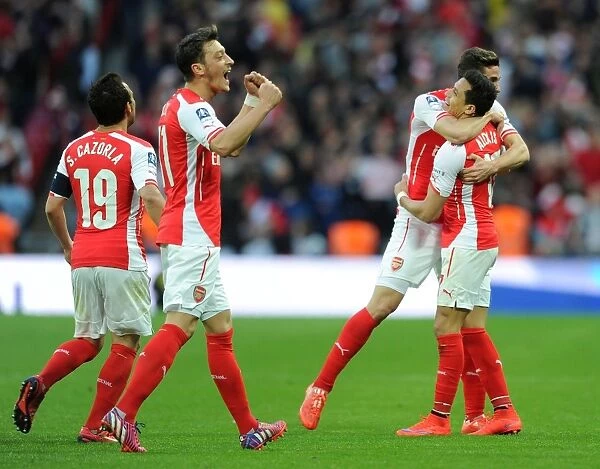 Arsenal's Unstoppable Duo: Alexis Sanchez and Gabriel Celebrate FA Cup Semi-Final Goals (2015)