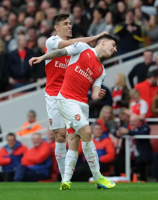 Framed Print : Arsenal's Unstoppable Duo: Bellerin and Gabriel Celebrate Their Third Goal Against Watford (April 2016)