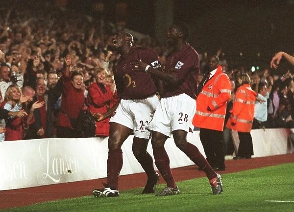 Arsenal's Unstoppable Duo: Campbell and Toure Celebrate First Goal vs. Everton (2-0), FA Premier League, Highbury, 2005