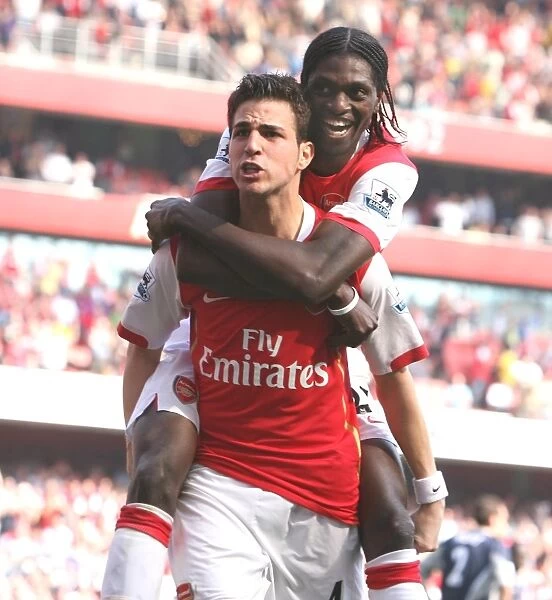 Arsenal's Unstoppable Duo: Fabregas and Adebayor's Electric Goal Celebration (Arsenal 2-1 Bolton Wanderers, 2007)