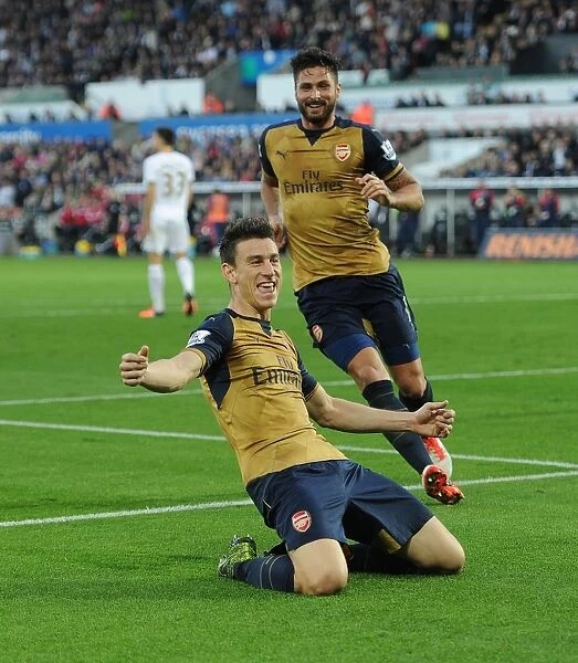 Arsenal's Unstoppable Duo: Koscielny and Giroud's Goal Celebration (2015-16)