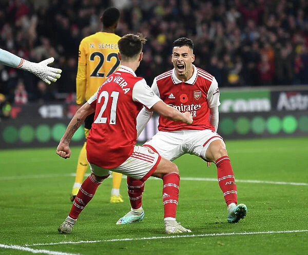 Arsenal's Unstoppable Duo: Martinelli and Vieira's Electric Goal Celebration vs Wolverhampton Wanderers, Premier League 2022-23