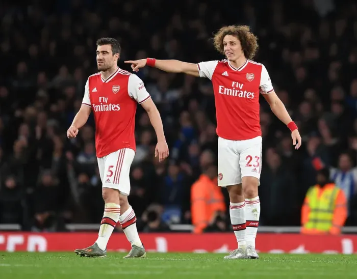 Framed Print : Arsenal's Unstoppable Duo: Sokratis and David Luiz at the Emirates