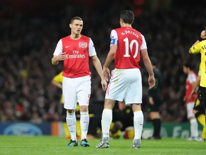 Framed Print : Arsenal's Vermaelen and van Persie Face Off Against Borussia Dortmund in 2011-12 Champions League Framed Print : Arsenal's Vermaelen and van Persie Face Off Against Borussia Dortmund in 2011-12 Champions League