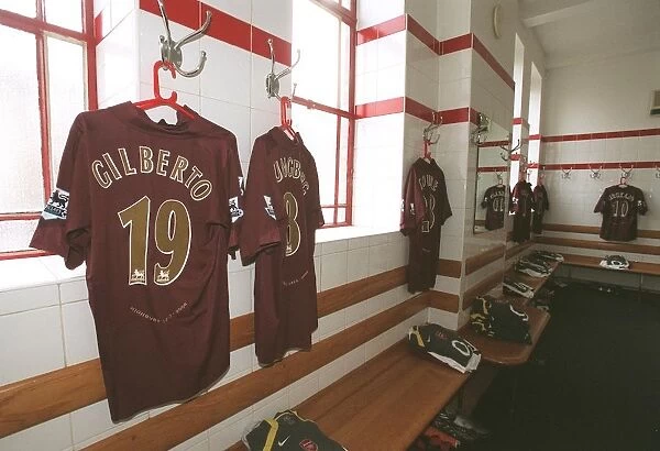 Arsenal's Victory: Arsenal FC Changing Room after Securing a 2-0 Win over Newcastle United in the FA Premier League at Highbury, London (2005)