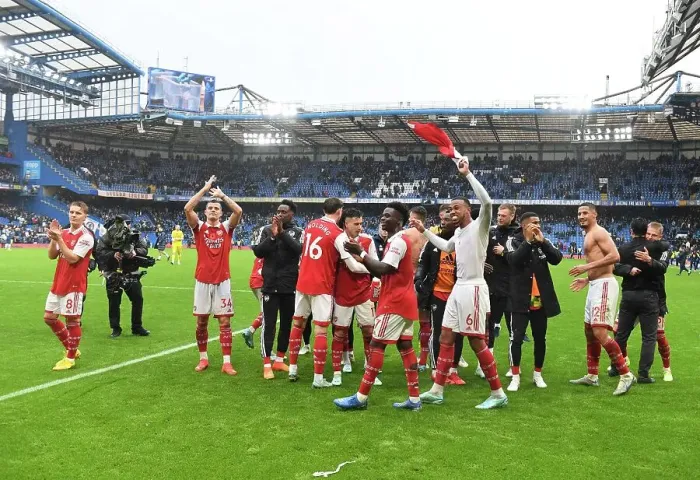 Framed Print : Arsenal's Victory Celebration: Chelsea vs. Arsenal, Premier League 2022-23