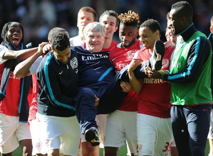Framed Print : Arsenal's Victory Celebration: Pat Rice's Emotional Send-Off at West Bromwich Albion (2011-12) Framed Print : Arsenal's Victory Celebration: Pat Rice's Emotional Send-Off at West Bromwich Albion (2011-12)