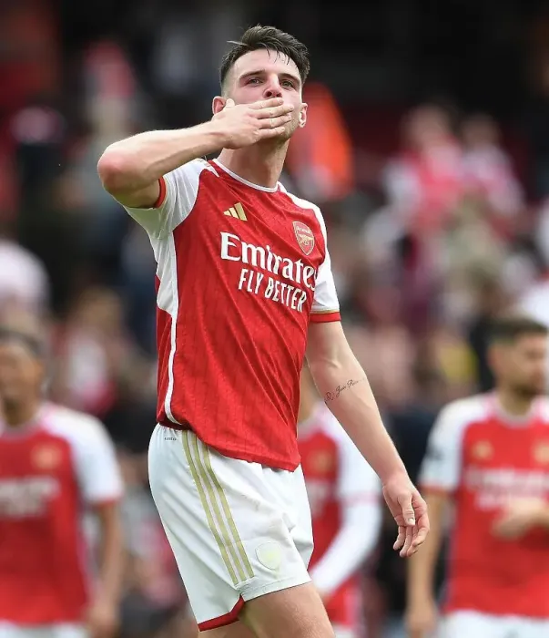 Framed Print : Arsenal's Victory: Declan Rice Celebrates with Fans vs Nottingham Forest (2023-24) Framed Print : Arsenal's Victory: Declan Rice Celebrates with Fans vs Nottingham Forest (2023-24)