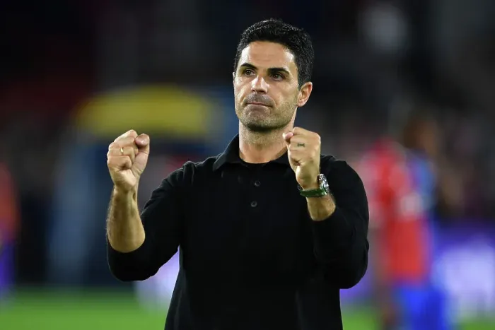 Framed Print : Arsenal's Victory: Mikel Arteta Celebrates at Selhurst Park (Crystal Palace vs Arsenal 2023-24)