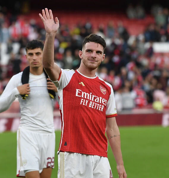 Arsenal's Victory Parade: Declan Rice Celebrates with Fans vs AS Monaco, Emirates Cup 2023