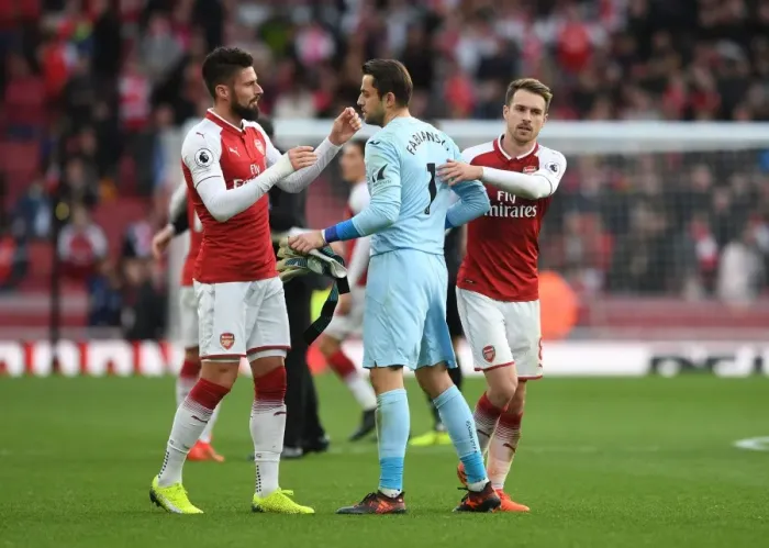 Framed Print : Arsenal's Victory: Ramsey and Giroud Celebrate with Former Teams Goalkeeper Fabianski Framed Print : Arsenal's Victory: Ramsey and Giroud Celebrate with Former Teams Goalkeeper Fabianski