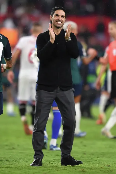 Framed Print : Arsenal's Victory in Sevilla: Mikel Arteta Celebrates in the UEFA Champions League 2023 / 24 Framed Print : Arsenal's Victory in Sevilla: Mikel Arteta Celebrates in the UEFA Champions League 2023 / 24