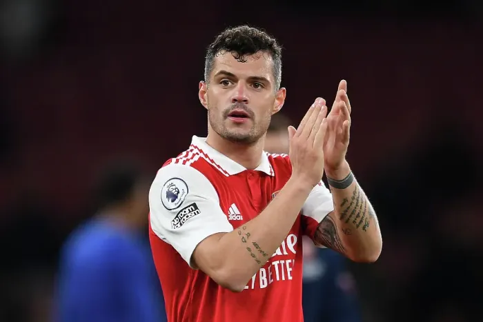 Framed Print : Arsenal's Victory: Xhaka's Applause Amidst Arsenal FC vs Chelsea FC Rivalry (2022-23)