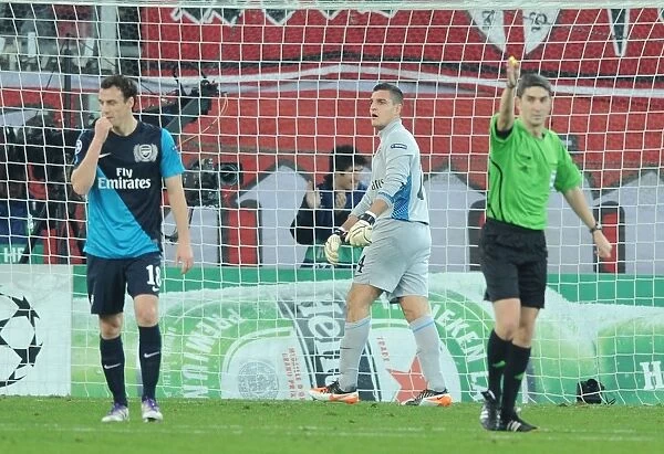 Arsenal's Vito Mannone Conceding to Olympiacos in UEFA Champions League (2011-12)